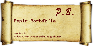 Papir Borbála névjegykártya